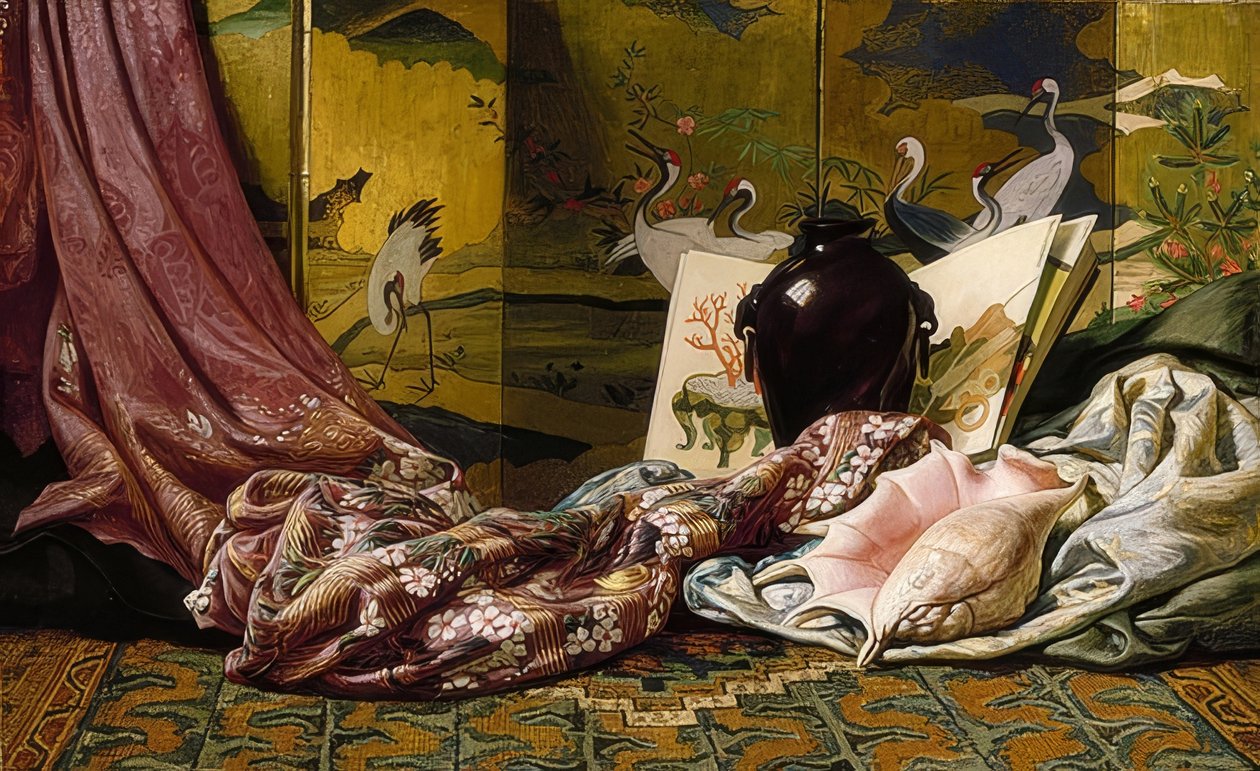 Japanskt stilleben. 1879 av Elihu Vedder