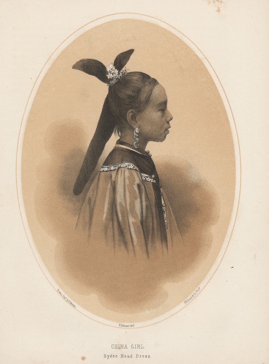 Kina-flicka, sycee-huvudklänning, 1855 av Eliphalet Brown