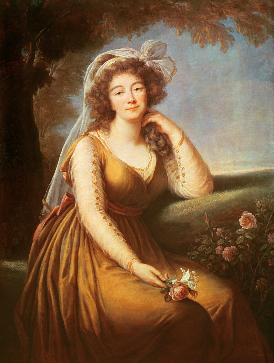 Grevinnan av Barry håller en ros av Elisabeth Louise Vigee Lebrun