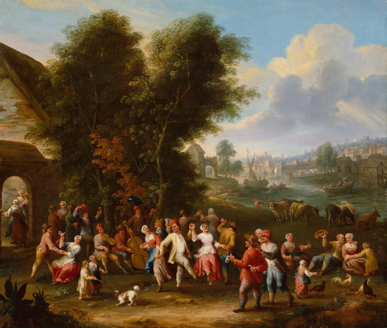 A Village Kermesse (olja på duk) av Elisabeth Seldron