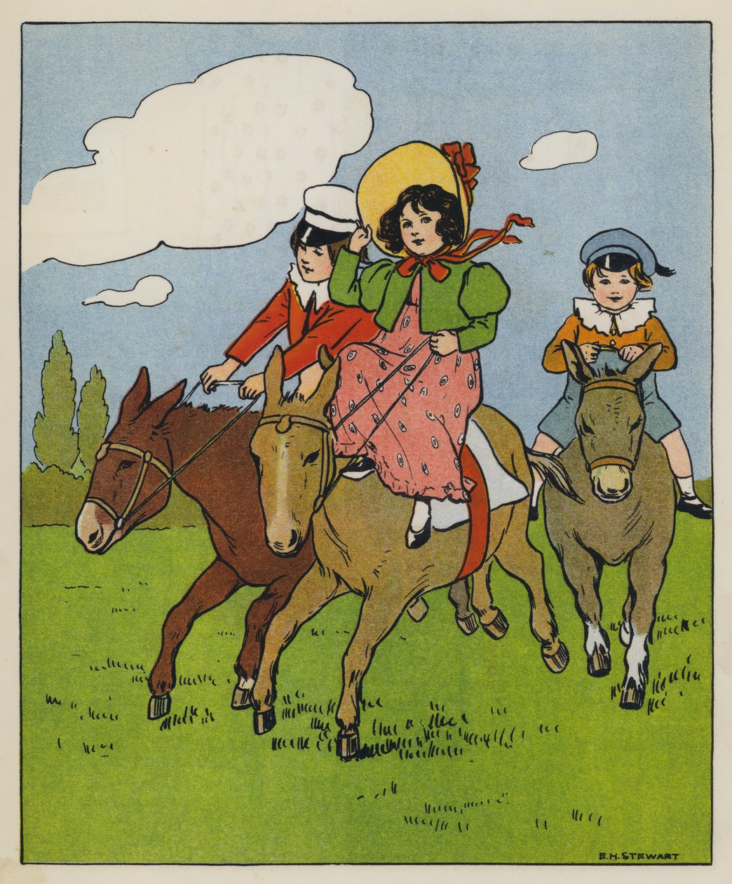 Lördag, Jolly Time (färg litho) av Elise H. Stewart