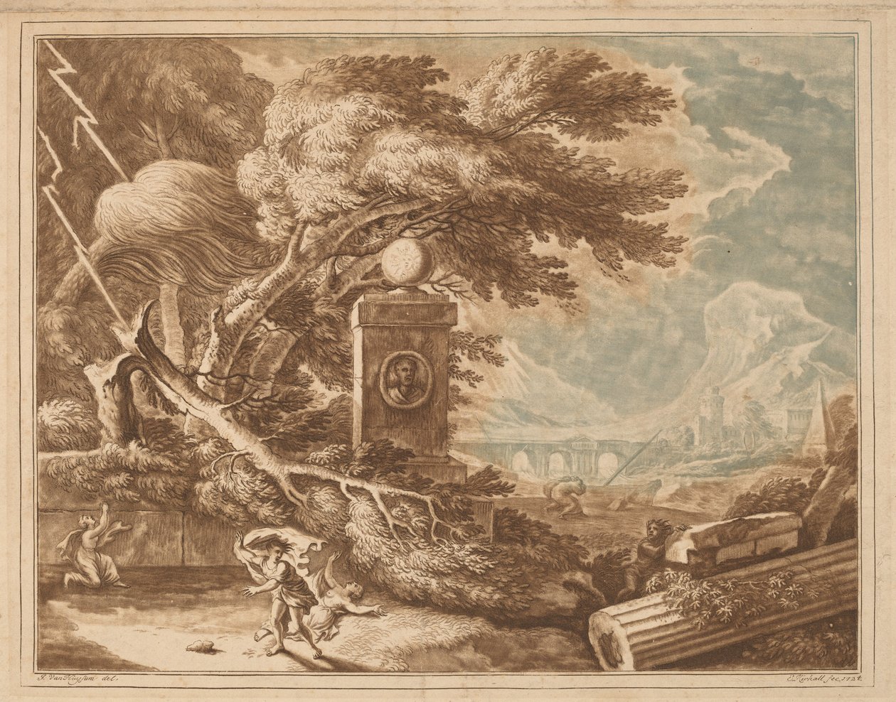 Heroiskt stormigt landskap, 1724. av Elisha Kirkall