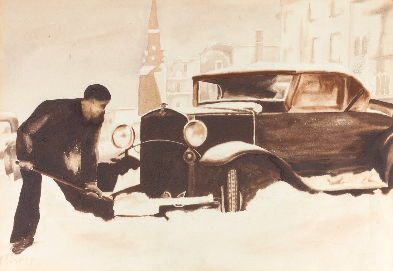 Gräver ut bil, 1934. av Elizabeth R. Dewey