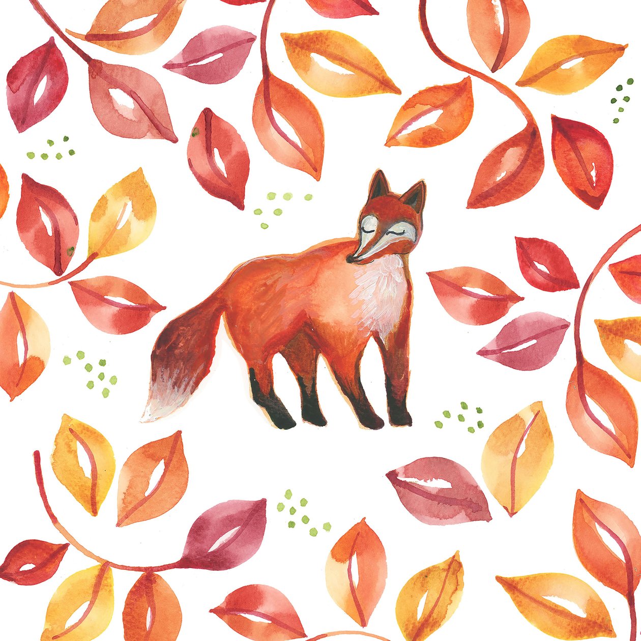 Fox, 2017 (akvarell) av Elizabeth Rider