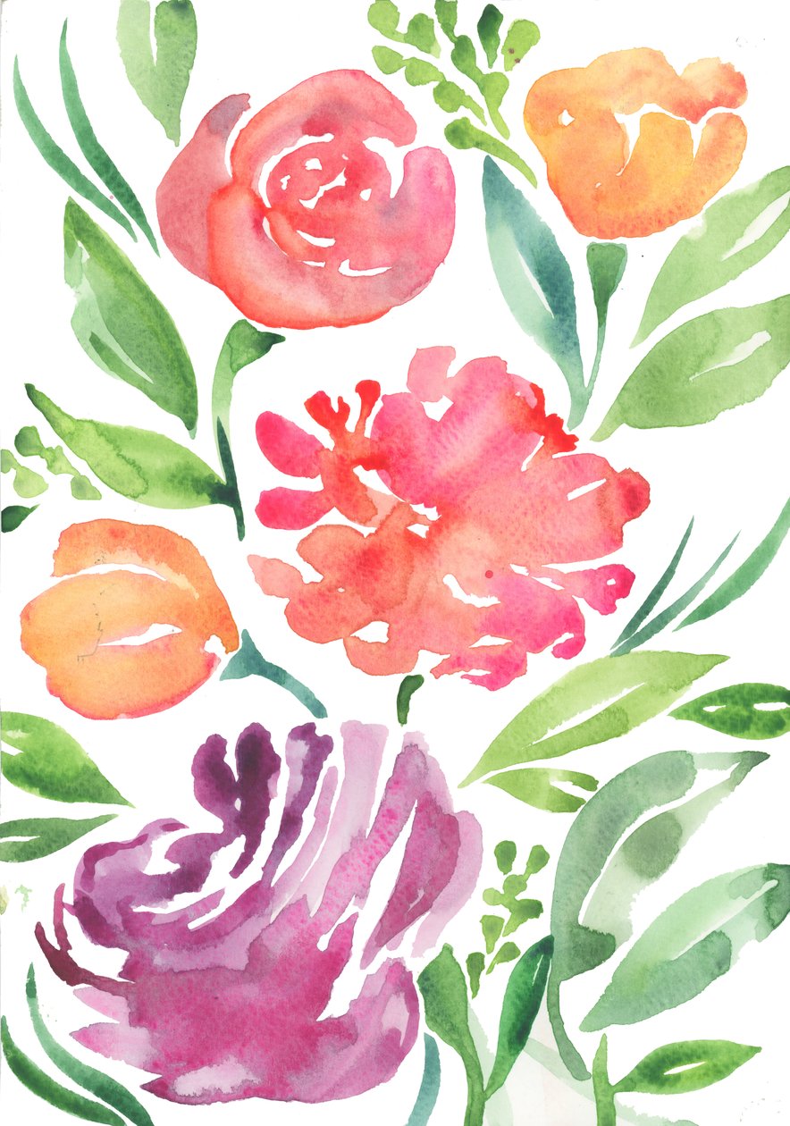 Vildblommor, 2018 (akvarell) av Elizabeth Rider