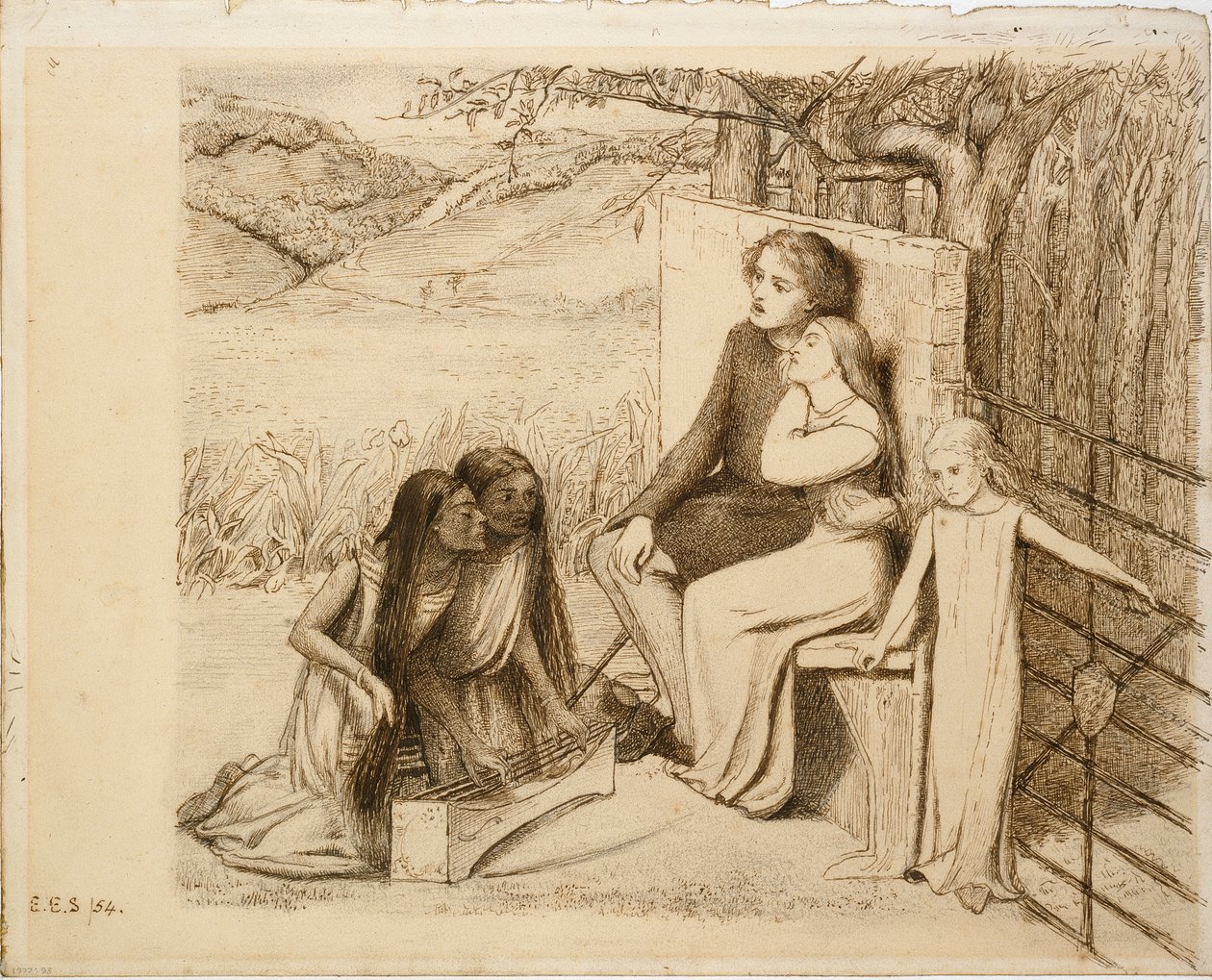 Två älskare, 1854 av Elizabeth Siddal