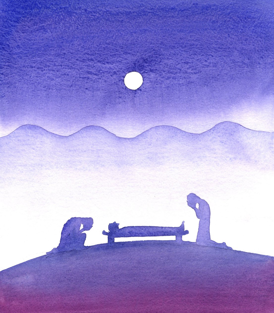 Det första dödsfallet, 2001 (w/c på papper) av Elizabeth Wang