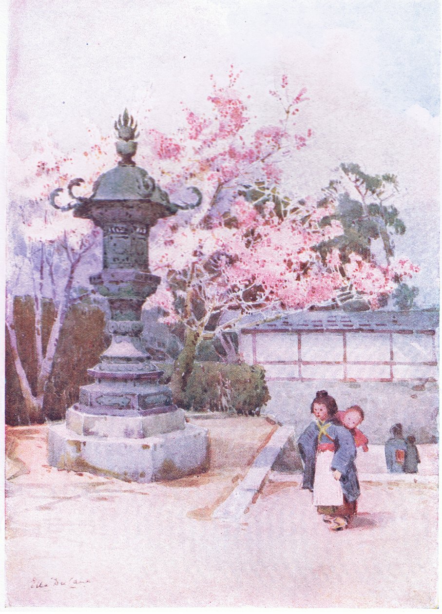 Japanska barn ca 1900 (färg litho) av Ella Du Cane