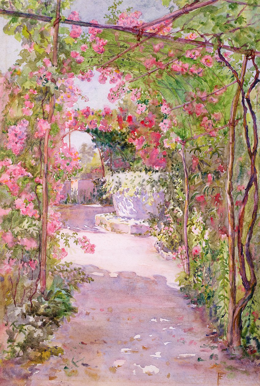 En rosenberså och gamla brunn, Venedig av Ellen Fradgley