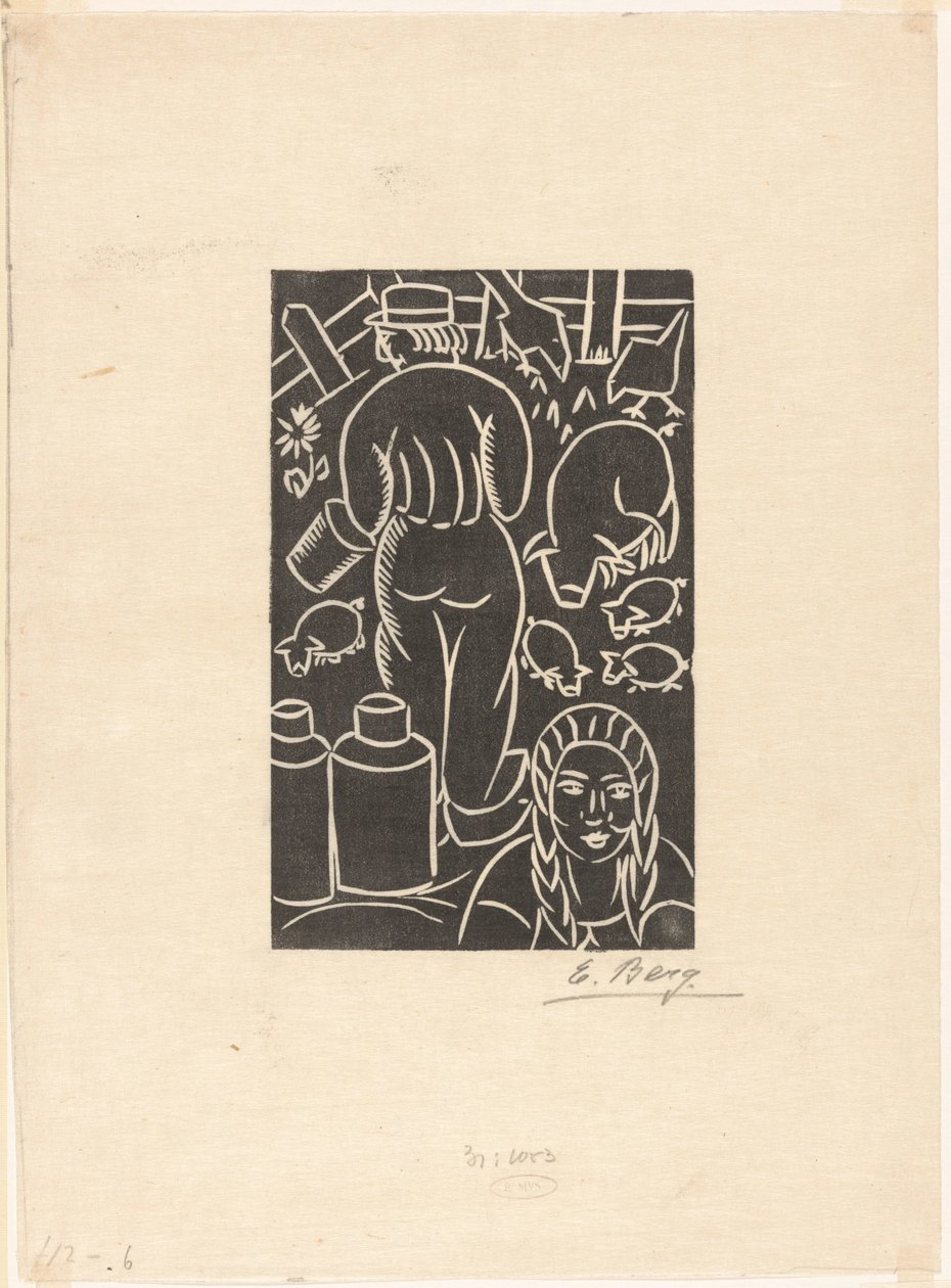 Bonde och bondhustru av Else Berg (signed by artist)