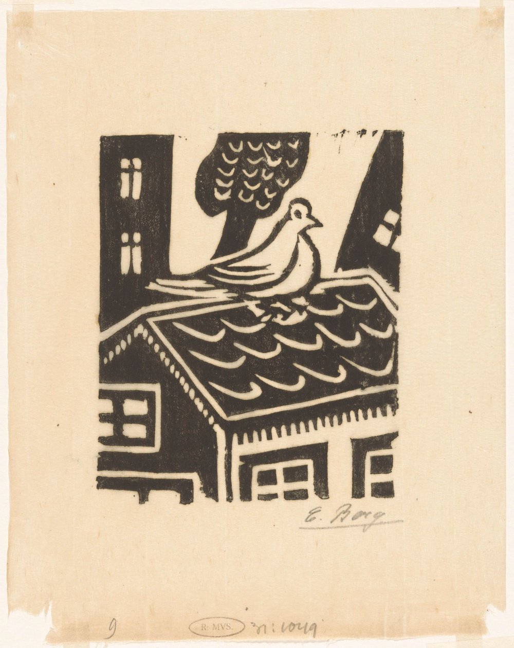 Duva på taket av Else Berg (signed by artist)