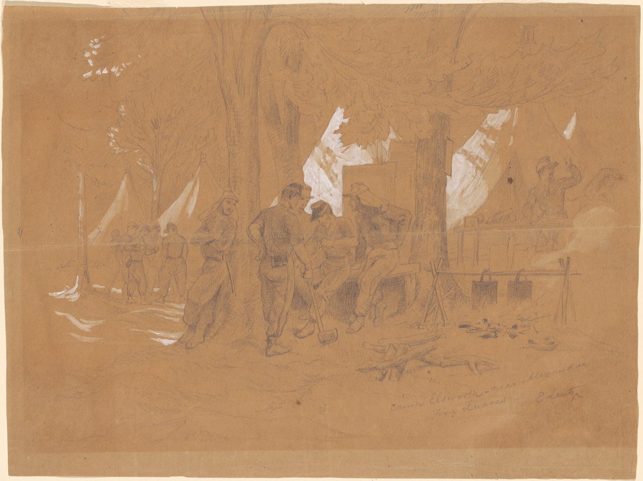 Camp Ellsworth, nära Alexandria—Fem zouaver av Emanuel Gottlieb Leutze