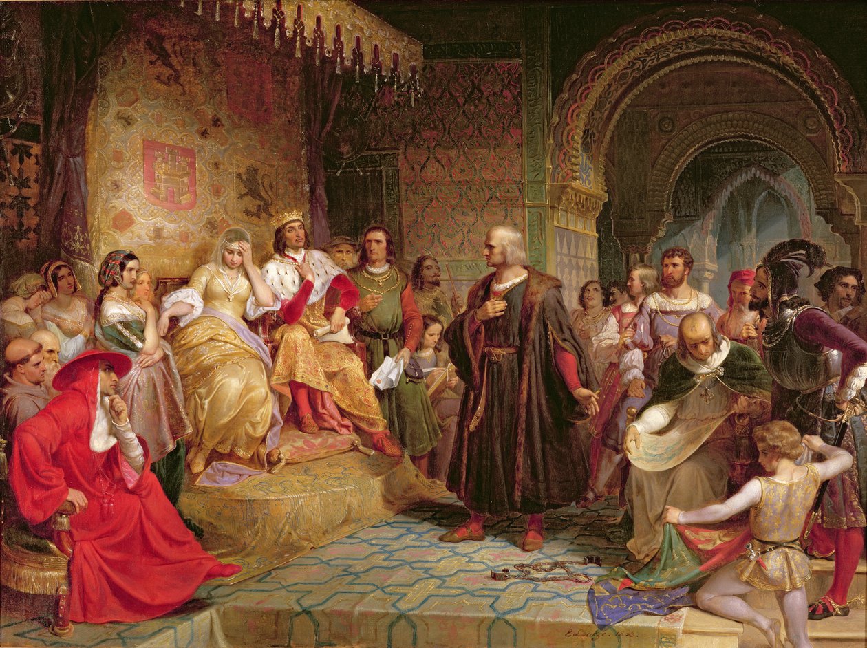Columbus före drottningen, 1843 av Emanuel Gottlieb Leutze