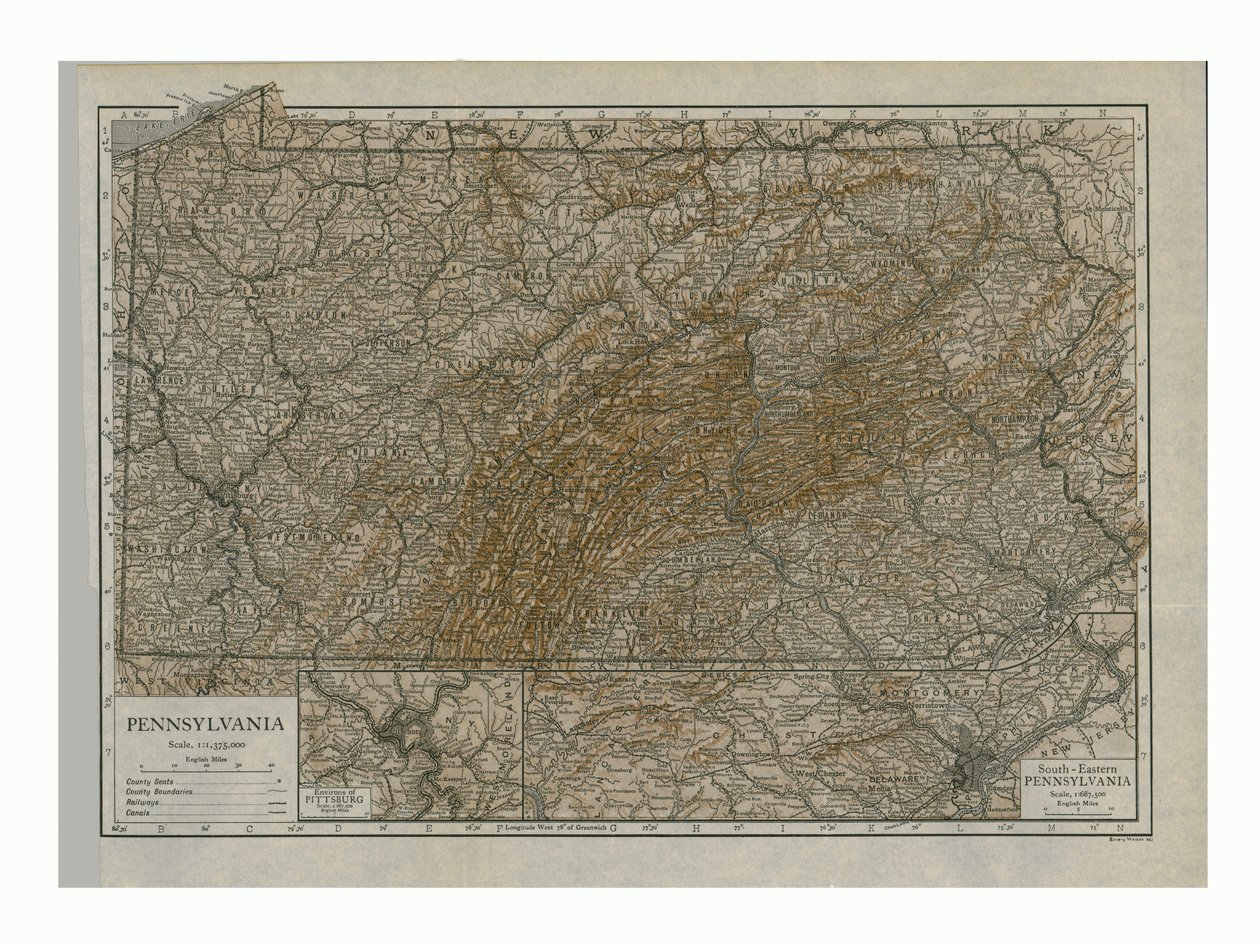 Karta över Pennsylvania, 1910. av Emery Walker