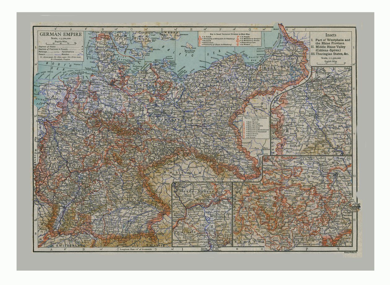 Karta över det tyska riket, c1900. av Emery Walker
