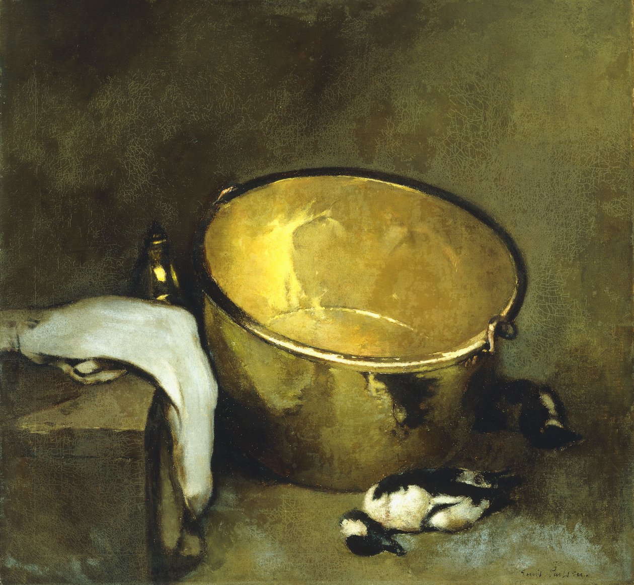 Stilleben med mässingskruka av Emil Carlsen