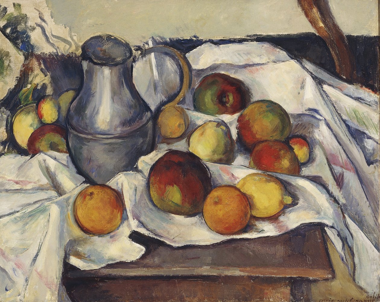 Stilleben med äpplen; stilleben med äpplen, av Emil Orlik