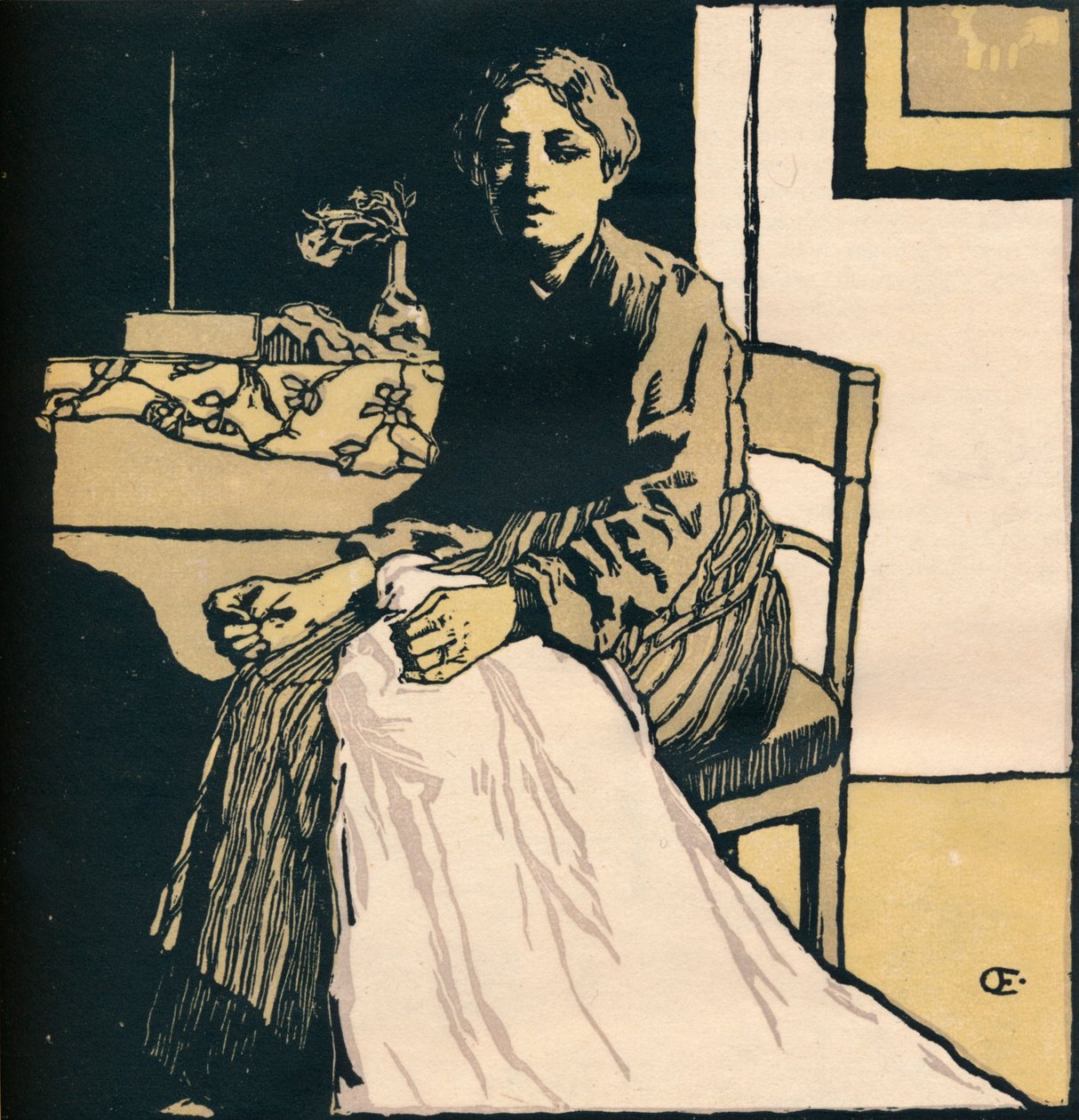 Sömmerskan, c1900 av Emil Orlik