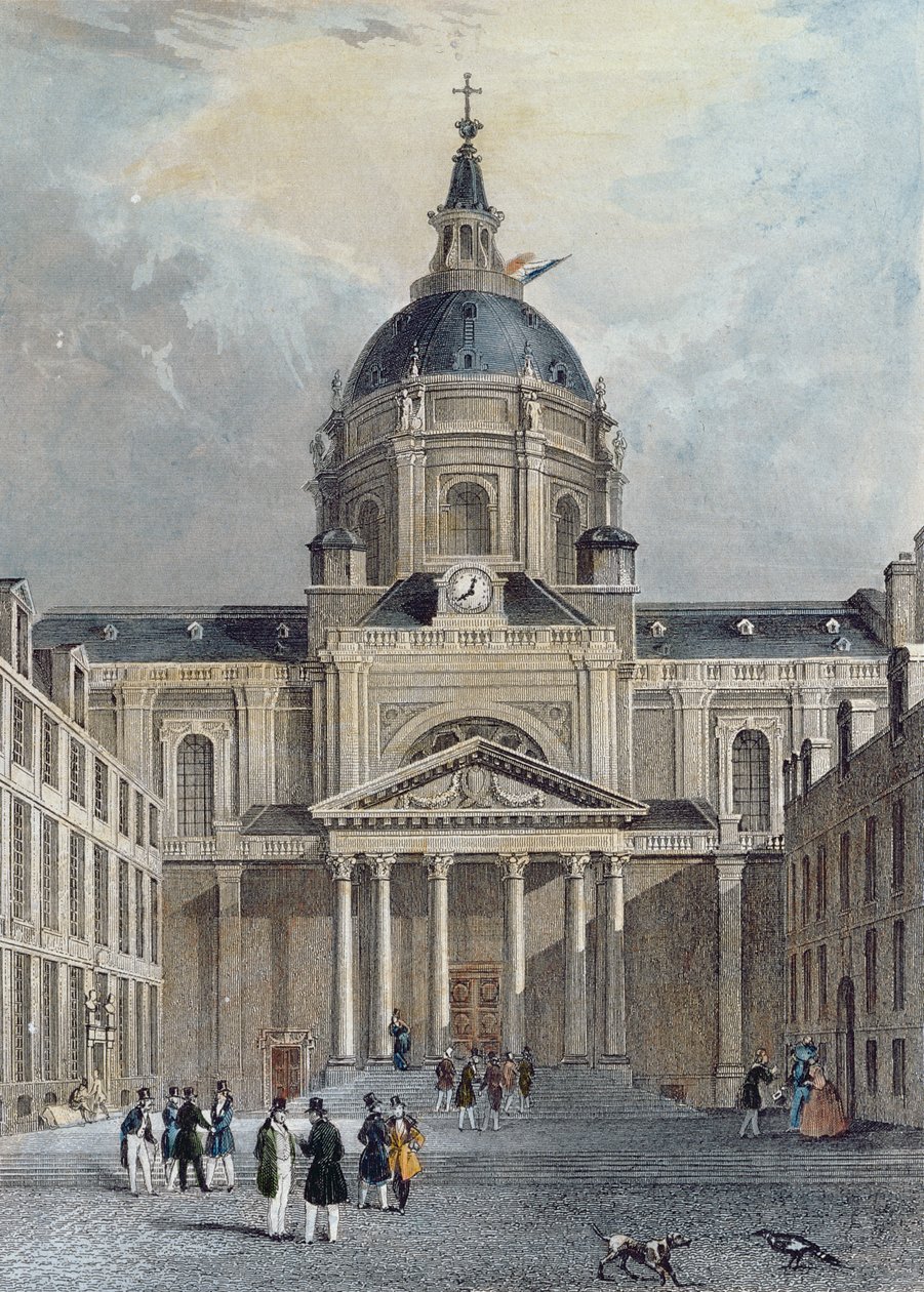 The Courtyard of the Sorbonne, mitten av 1800-talet (färgstick) av Emile and Rouergue Rouergue