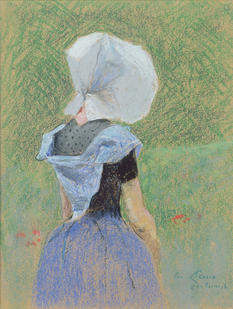 En ung flicka från Zeeland (pastell på papper) av Emile Claus