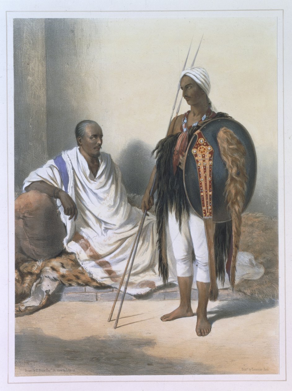 Abessinisk präst och krigare, illustration från "Nildalen", graverad av Lemoine, pub. av Lemercier, 1848 av Emile Prisse d