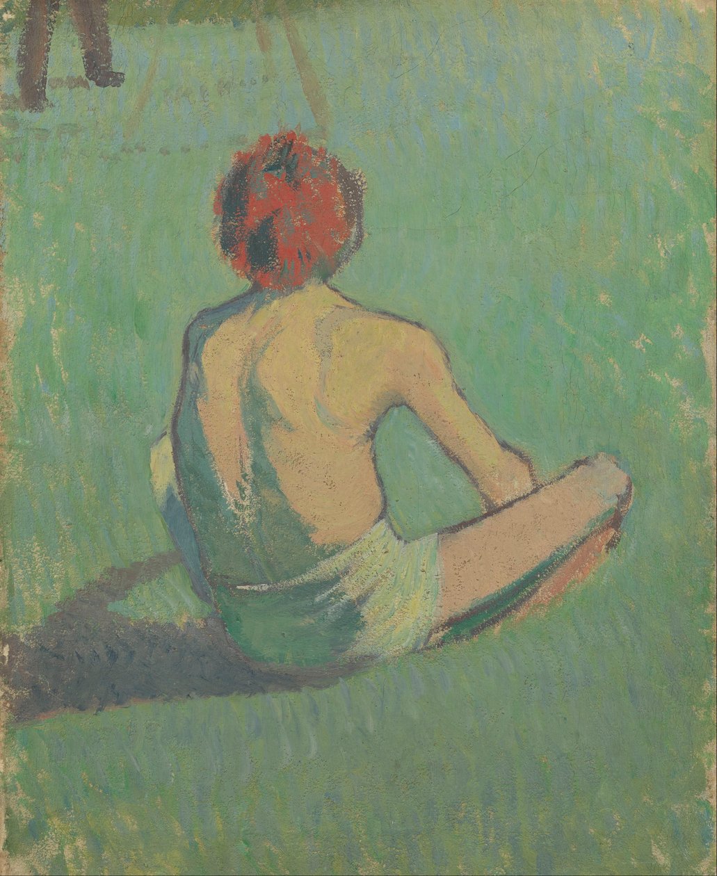 Pojke sitter i gräset av Emile Bernard
