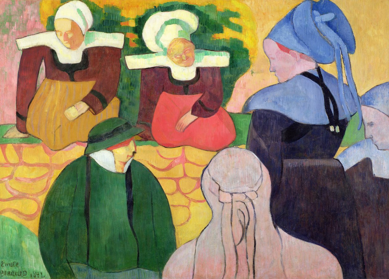 Bretonska kvinnor på en vägg av Emile Bernard