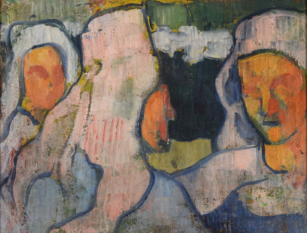 Tre bretonska kvinnor i sorgehuvudbonad, 1888. av Emile Bernard