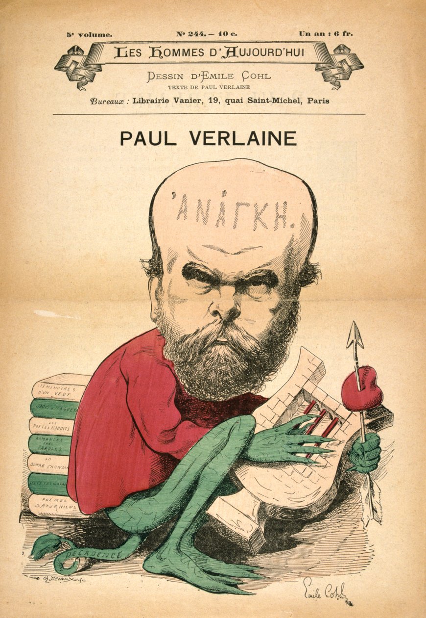 Paul Verlaine som dekadens, c1880-talet av Emile Cohl