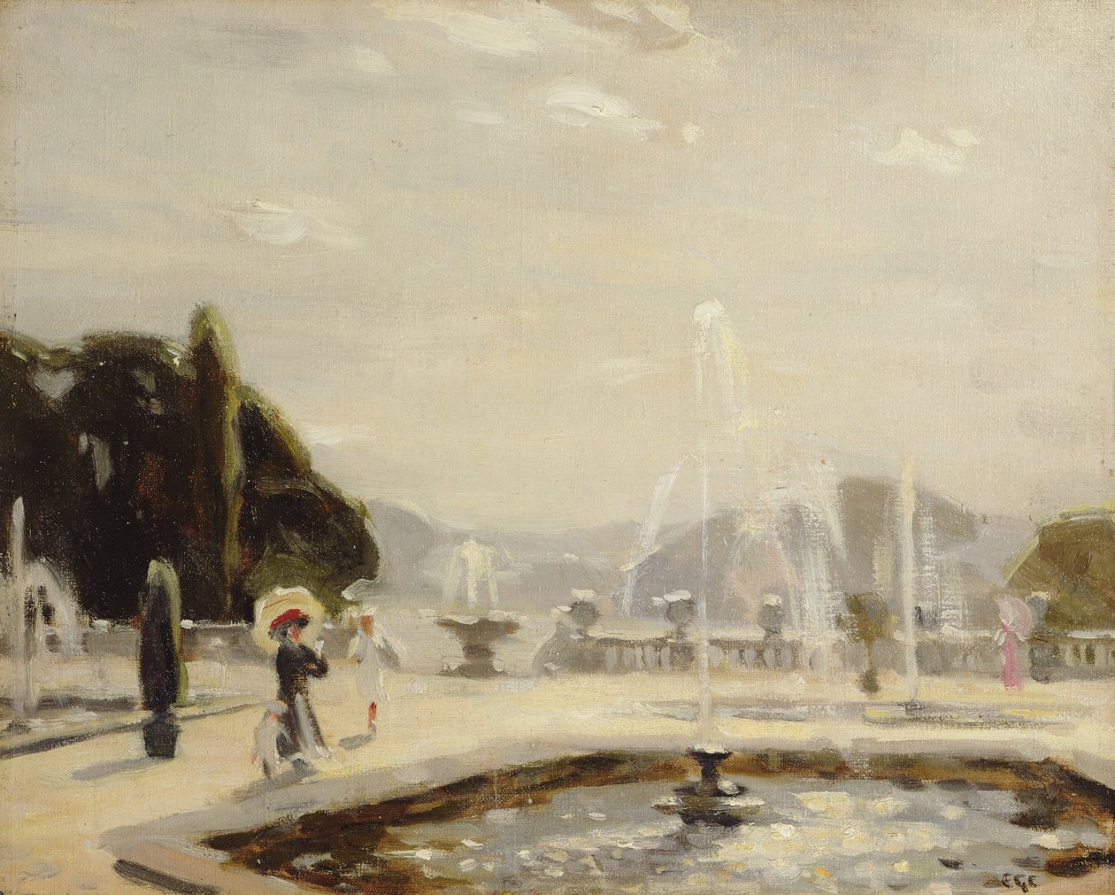 The Fountain (olja på duk) av Emily G. Court