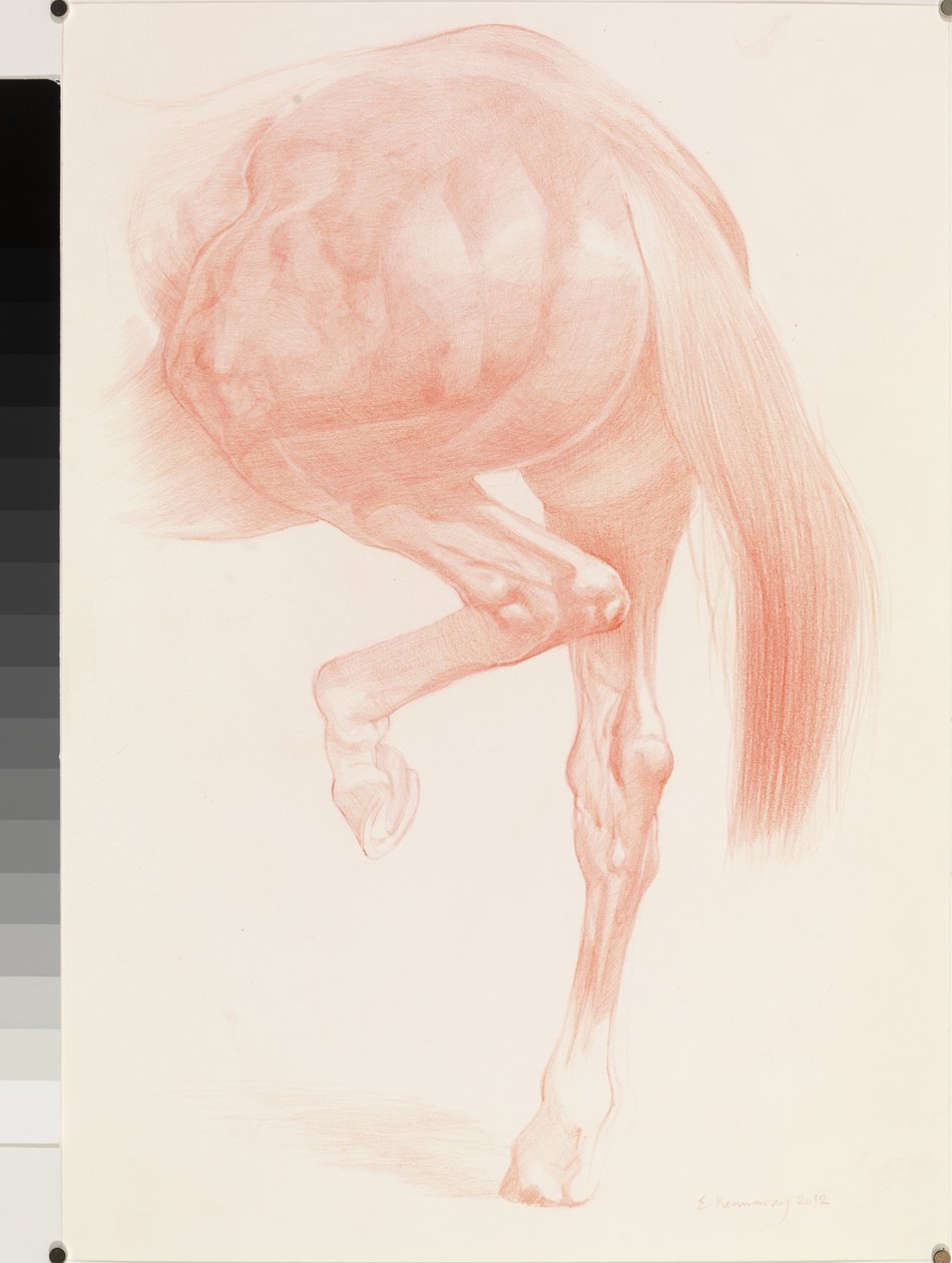 Kicking Off, Series 4, 2012 (rödkrita på papper) av Emma Kennaway