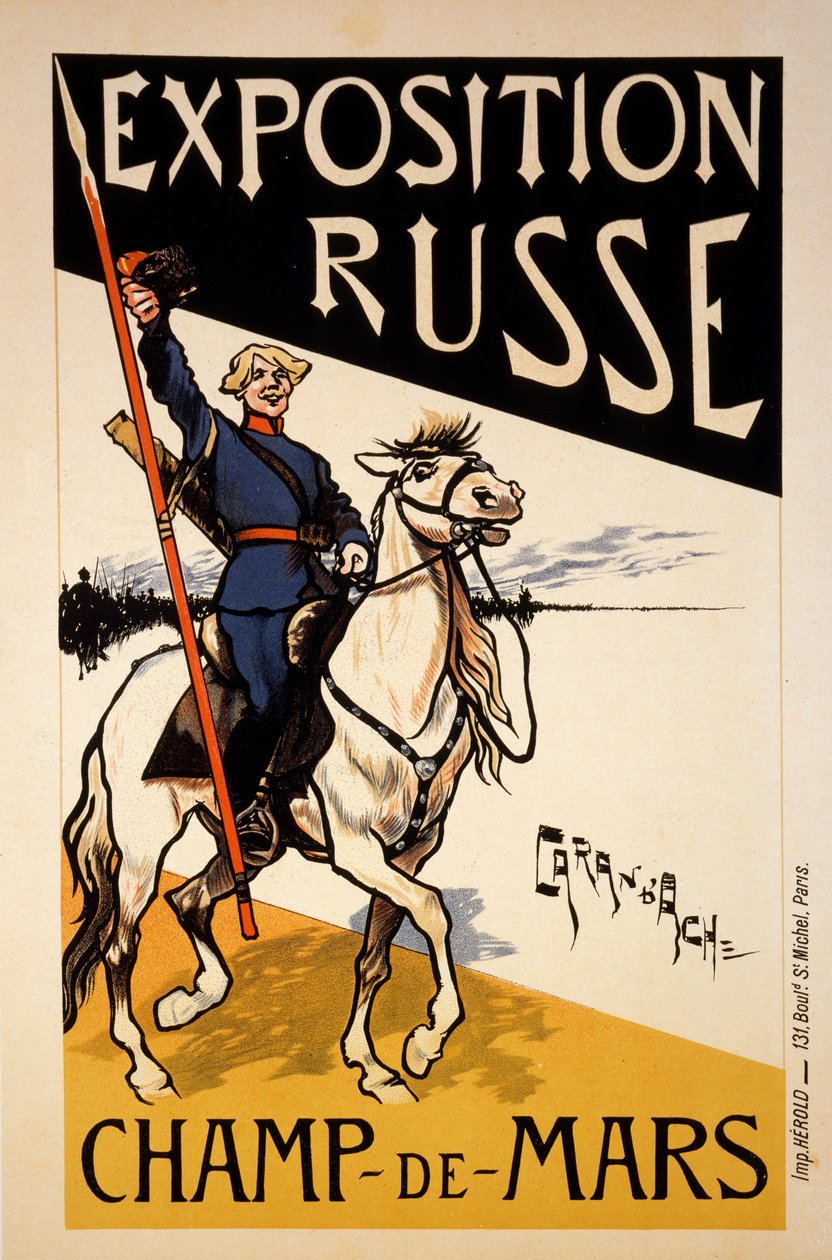 Affisch för en rysk utställning på Champs de Mars, Paris, ca 1910 av Emmanuel Poire Caran D