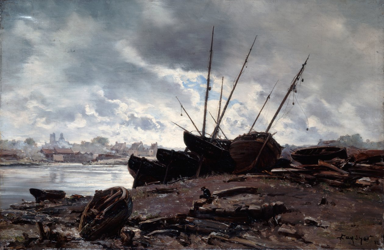 Båtar som väntar på tidvattnet, 1882. av Emmanuel Lansyer