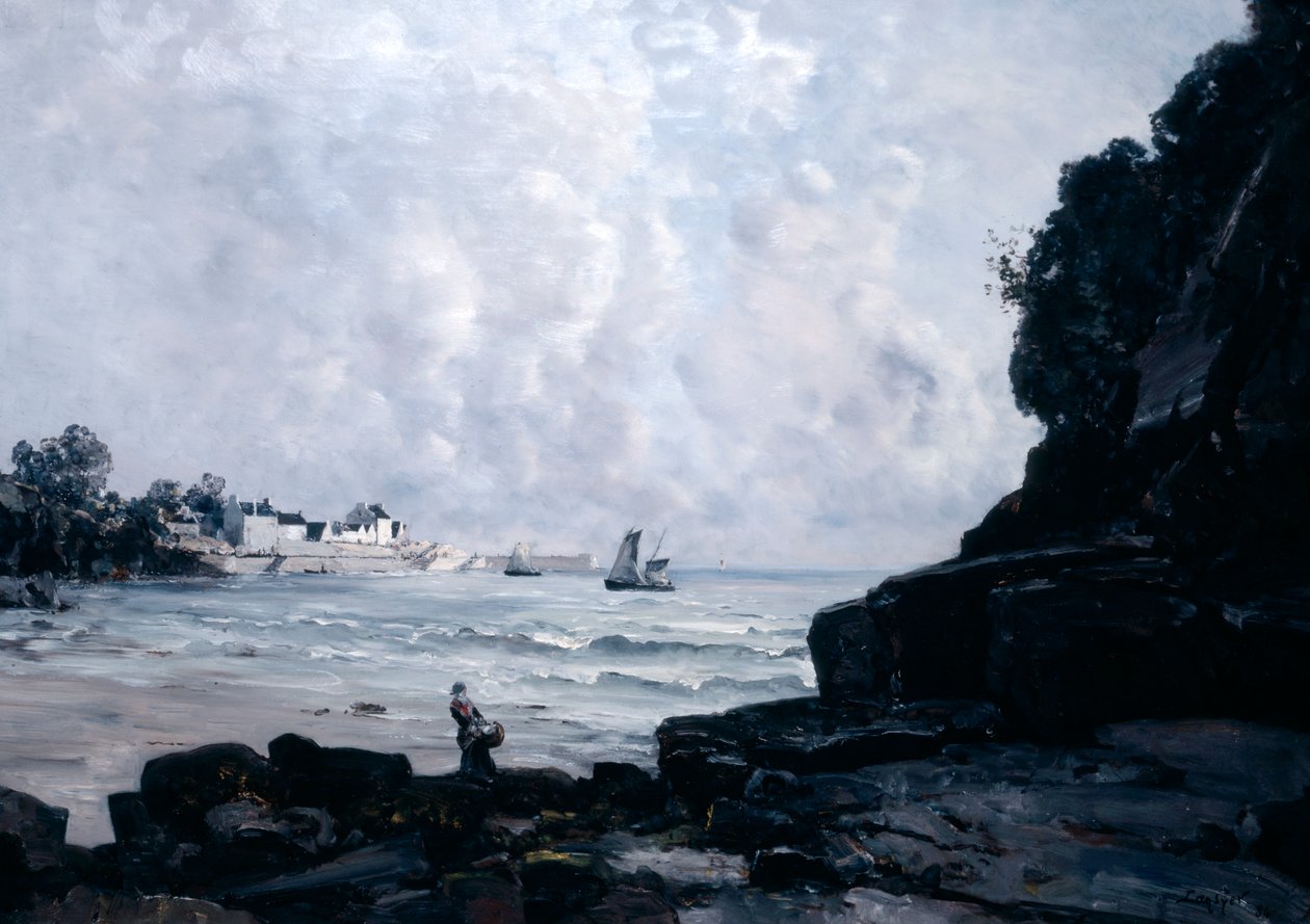 Hamnen i Douarnenez, 1884 av Emmanuel Lansyer