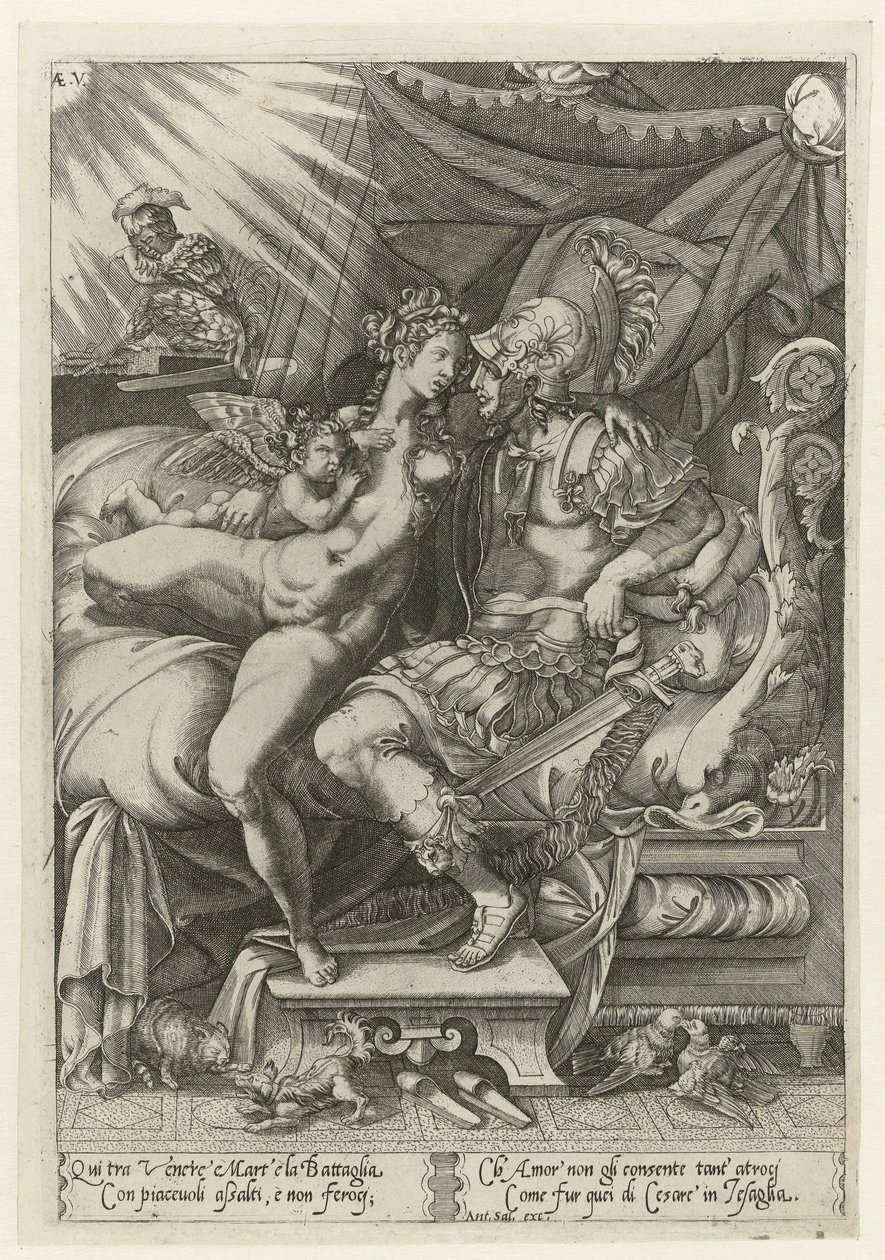 Mars och Venus som älskare av Enea Vico
