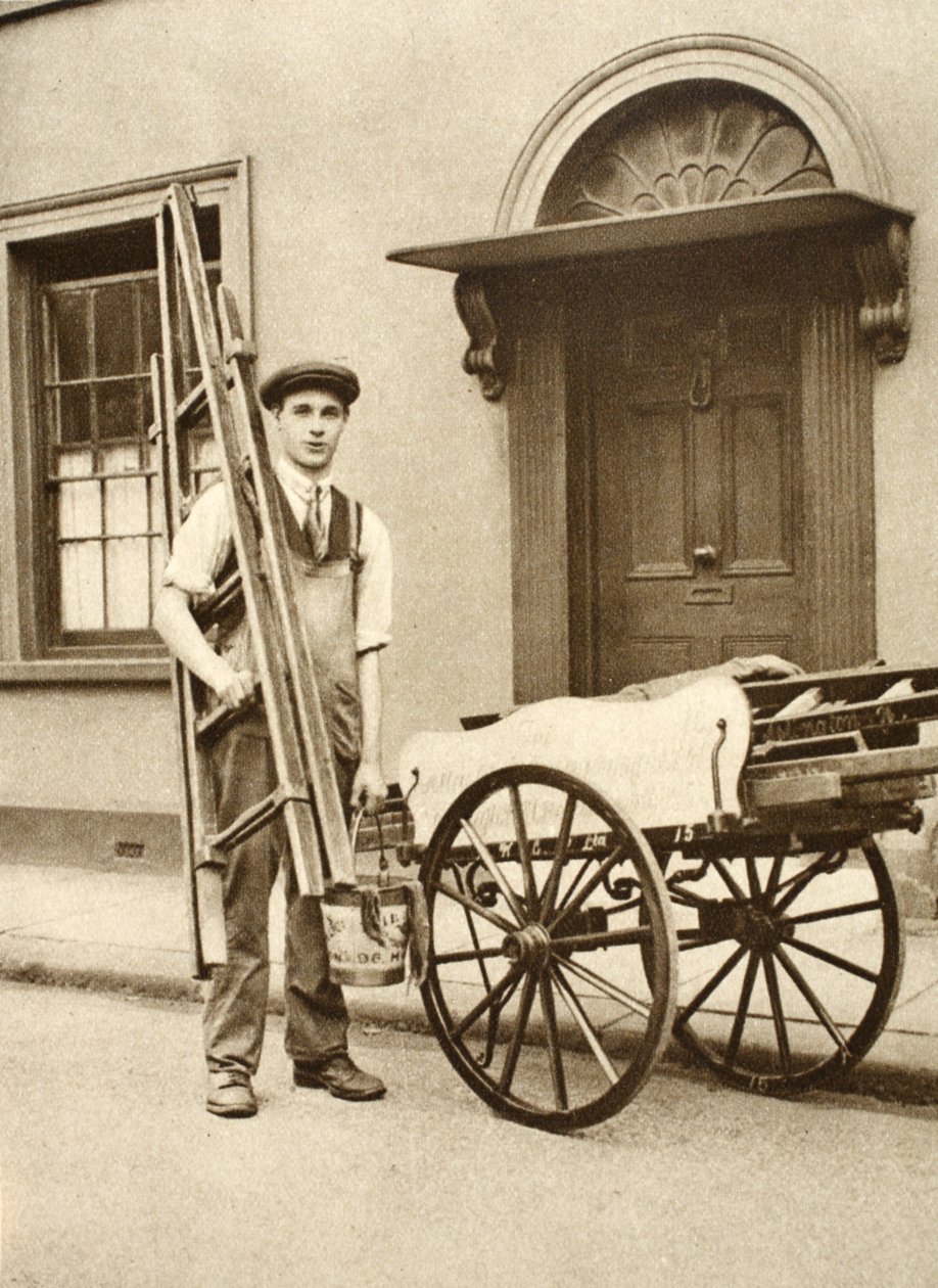 En Islington fönsterputsare, från Wonderful London, publicerad 1926-27 (fotogravyr) av English Photographer