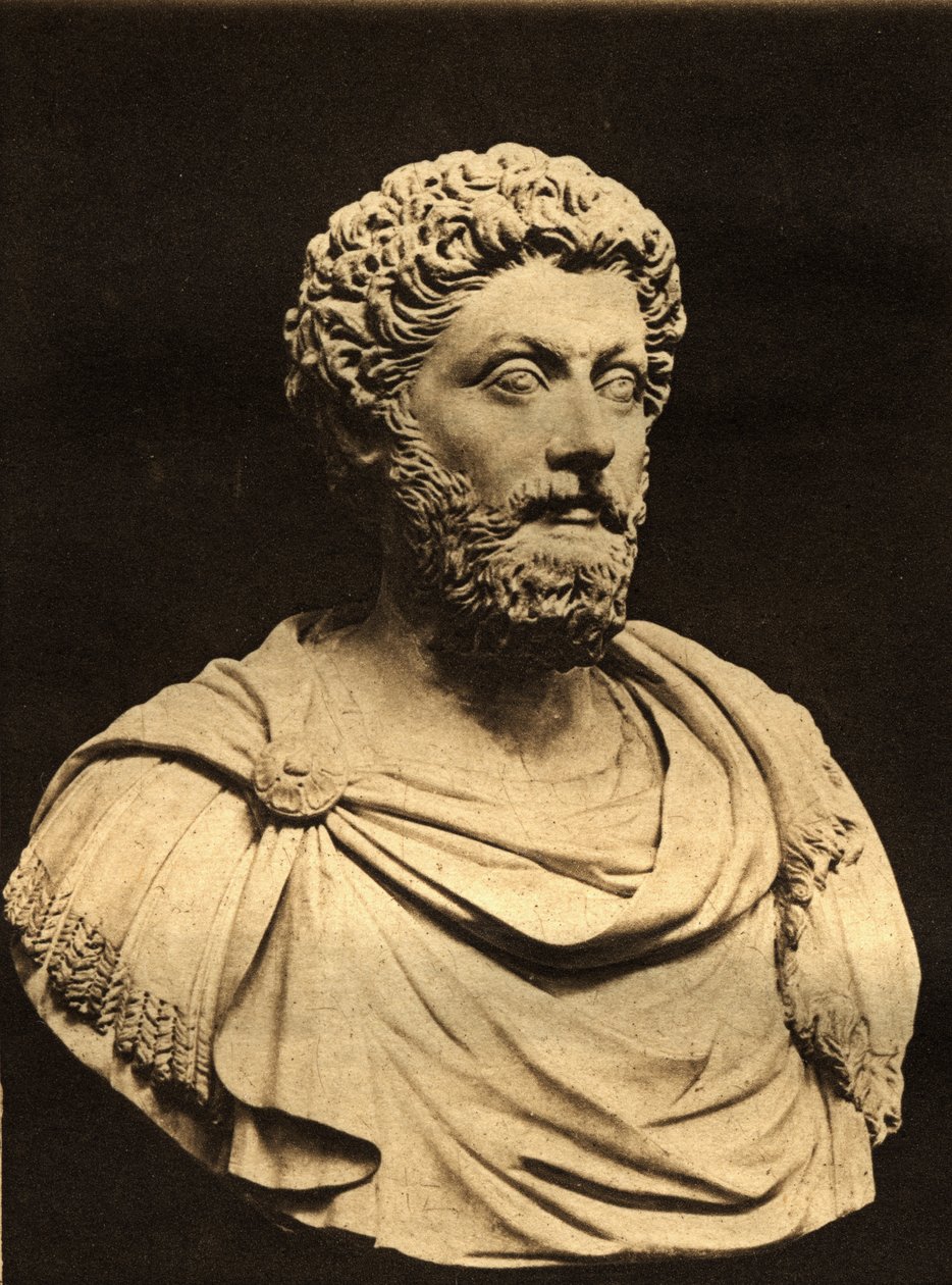 Byst av Marcus Aurelius (121-80 e.Kr.) (marmor) av English Photographer