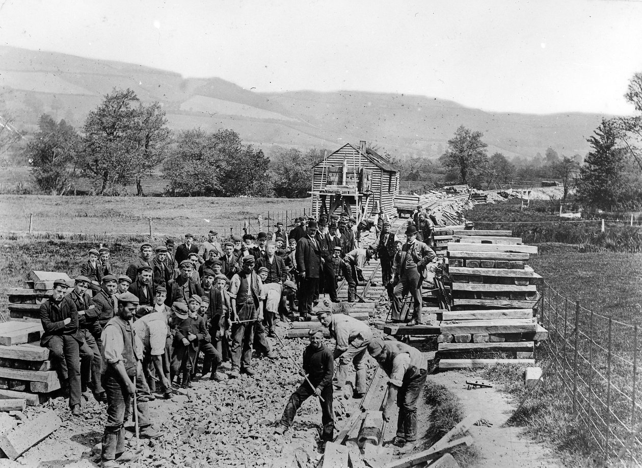 Konstruktion av Lynton och Barnstaple Railway, c.1890-98 av English Photographer