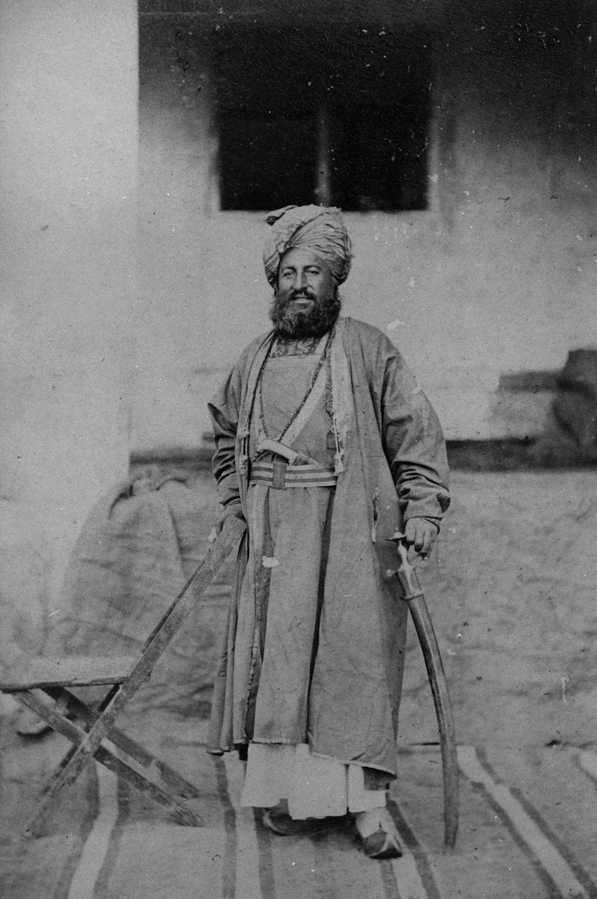 Porträtt av en man tagen under det andra anglo-afghanska kriget, 1878-80 av English Photographer
