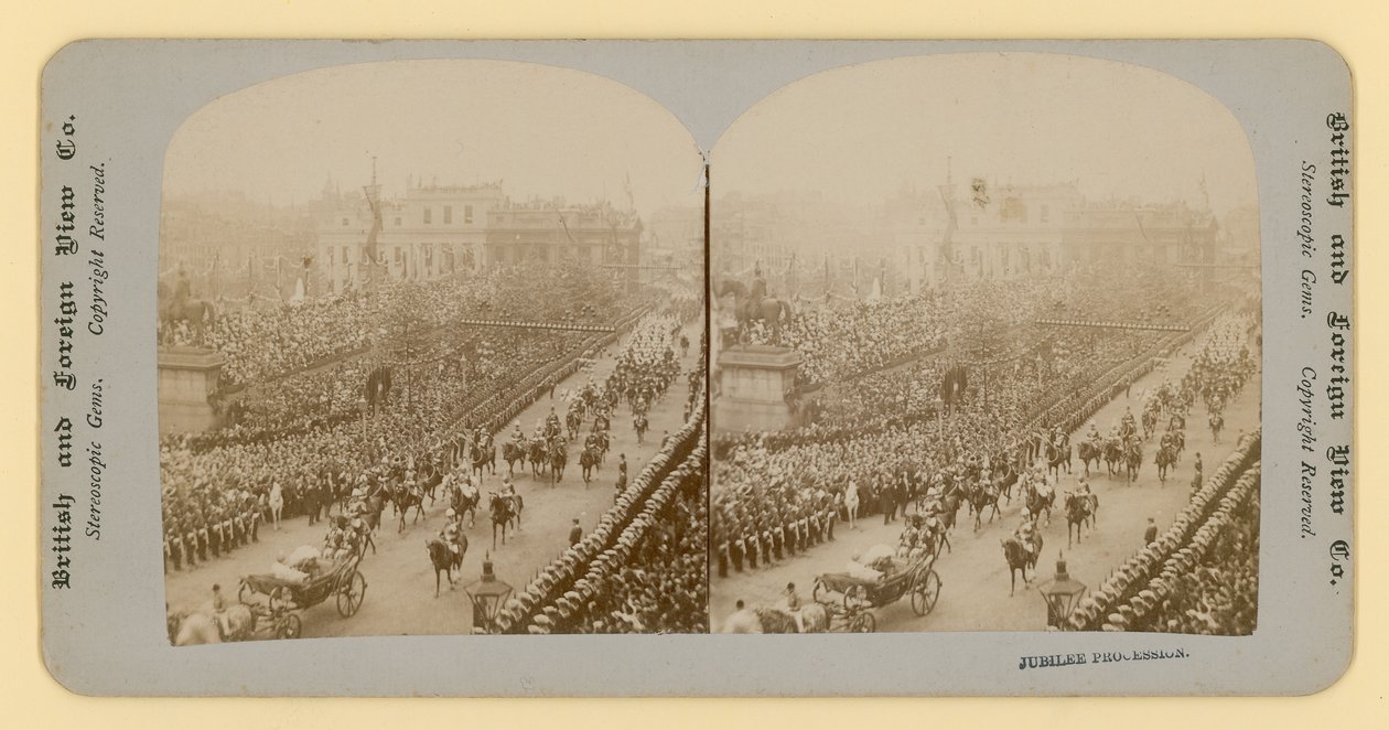 Stereografiskt tryck av Queen Victorias Diamond Jubilee av English Photographer