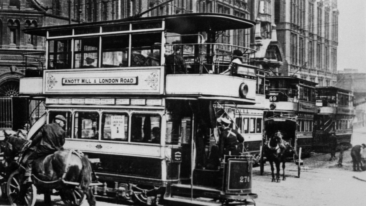 Spårvagnar i Manchester, omkring 1900 av English Photographer