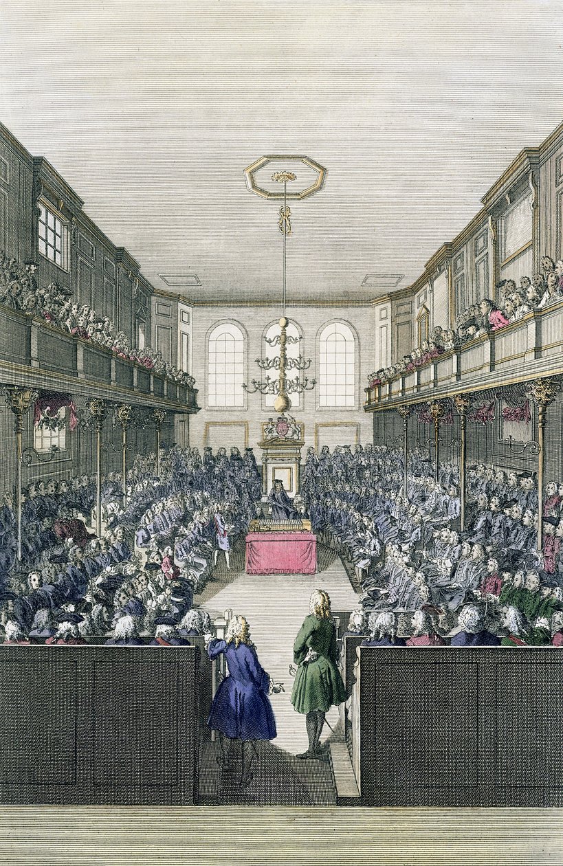 A View of the House of Commons, graverad av B. Cole (fl.1748-75) av English School