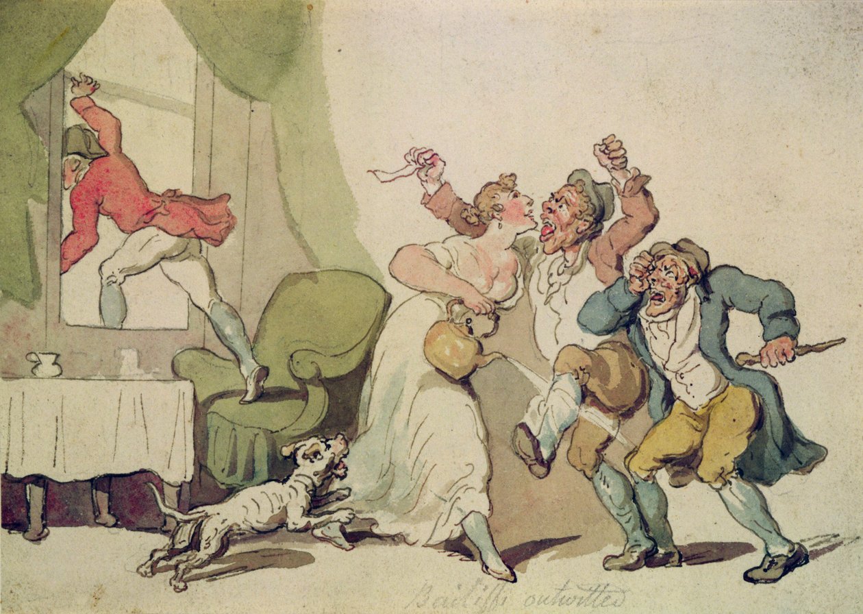 Baiiffs Outwitted (handfärgad gravyr) av English School