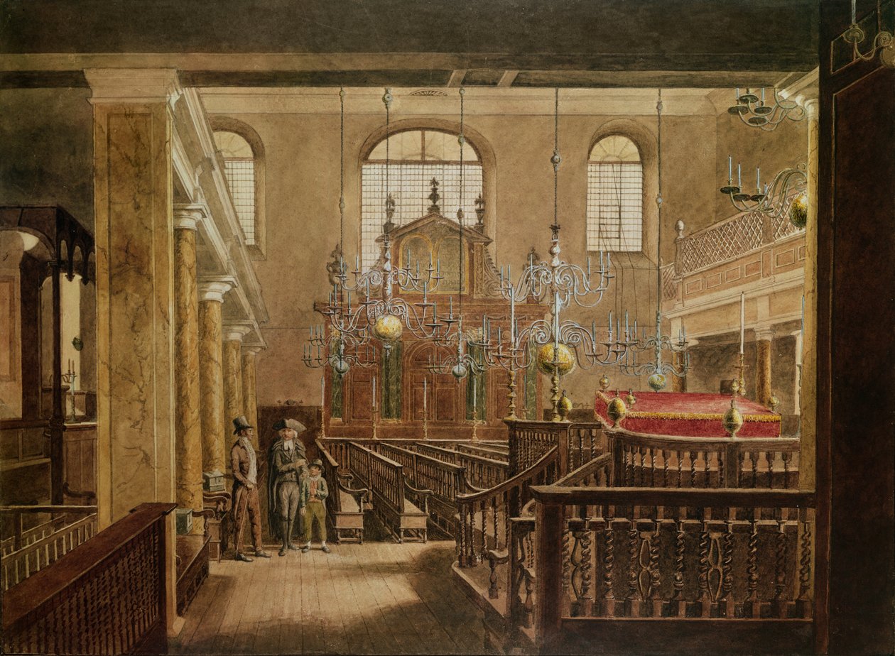 Bevis Marks synagoga, ca 1817 (wc på papper) av English School