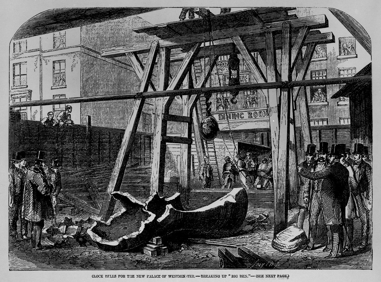 Big Ben bryts upp, från "The Illustrated London News", 6 mars 1858. av English School