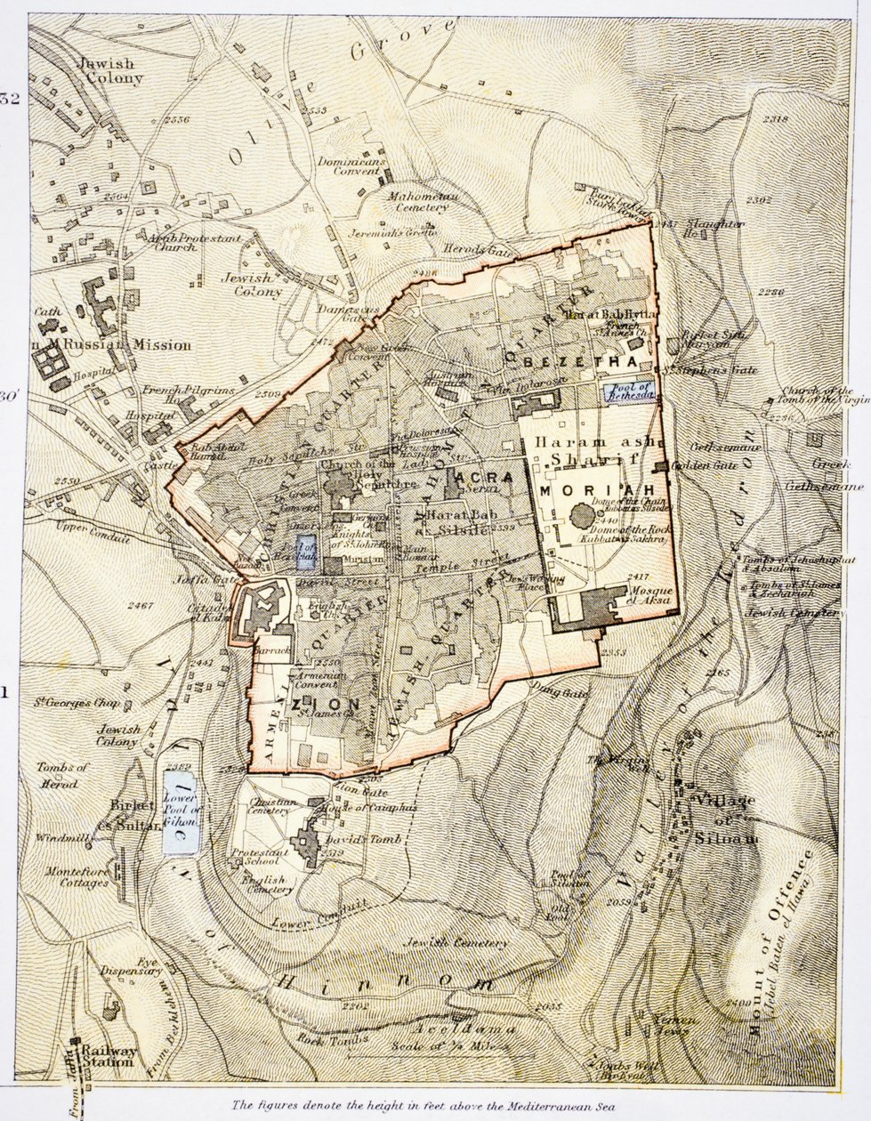 Stadskarta över Jerusalem på 1890-talet, från 