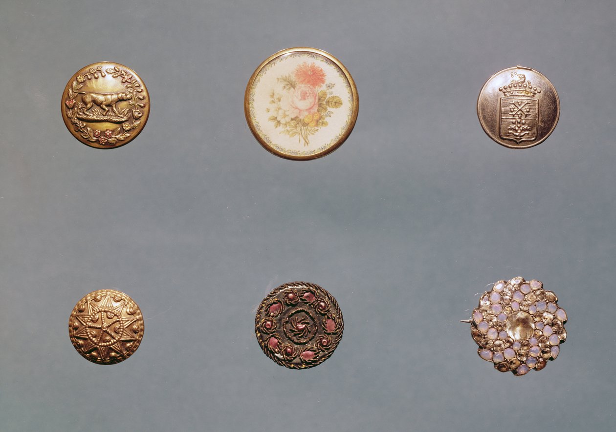 Samling av knappar, sent 1700-tal till tidigt 1800-tal av English School