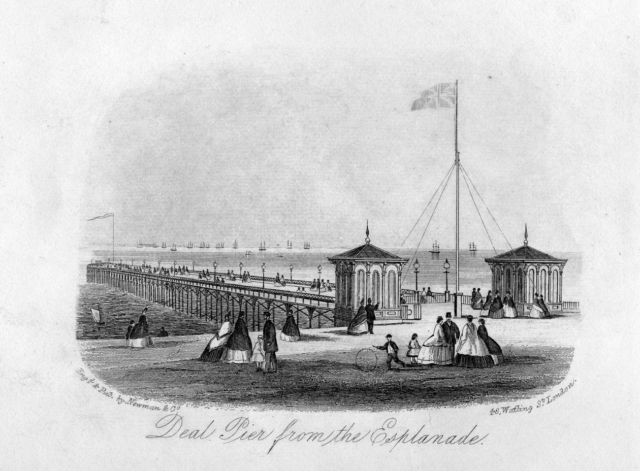 Deal Pier från Esplanaden, graverad av Newman und Co. av English School