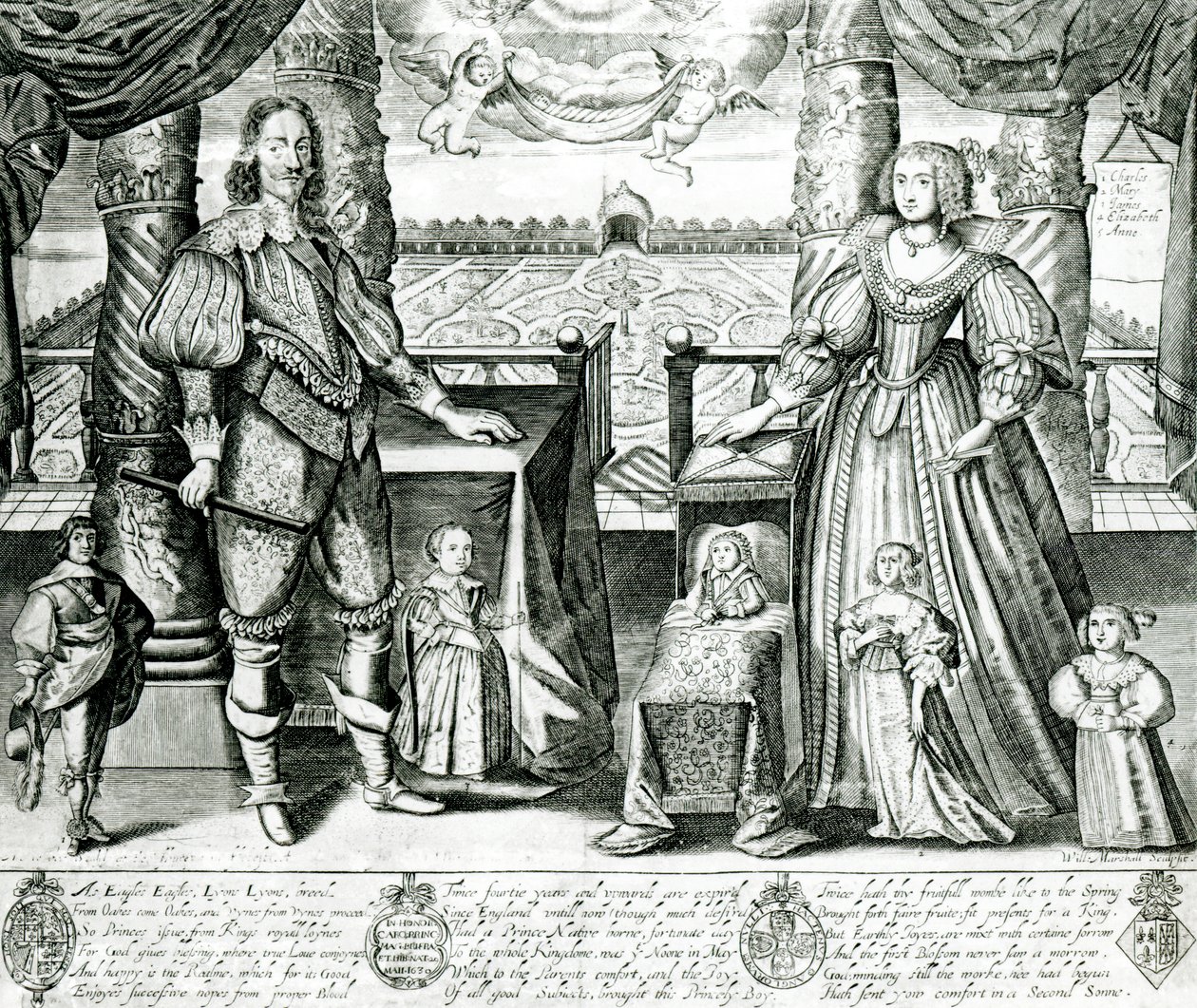 Familjeporträtt av Charles I av English School