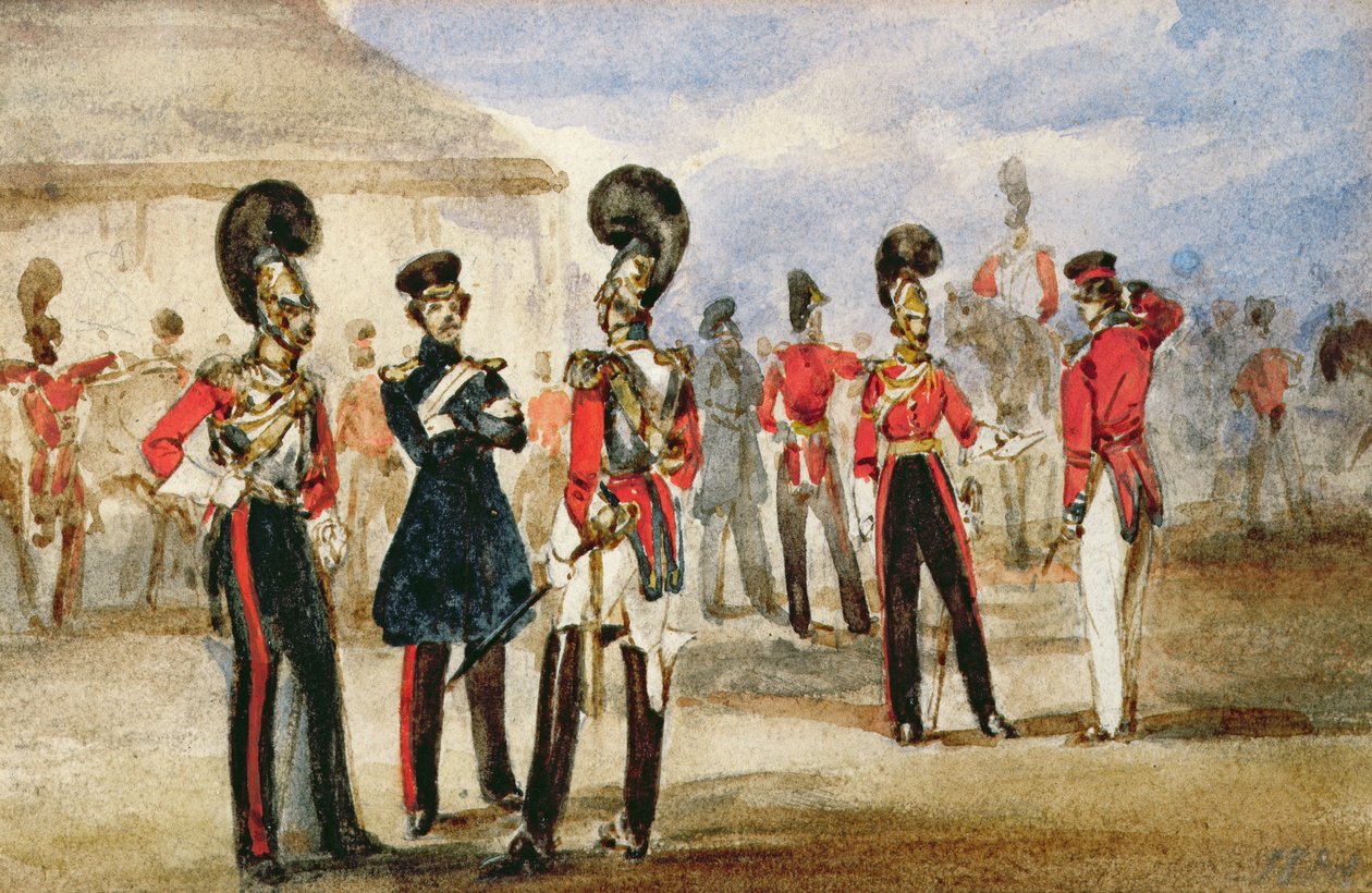 First Life Guards, 1835 (wc på papper) av English School